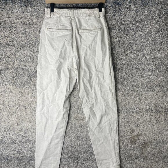 27 High Waisted Pants Womens 17 White Tapered Seam Front Double Button Zip Fly - Picture 7 of 10